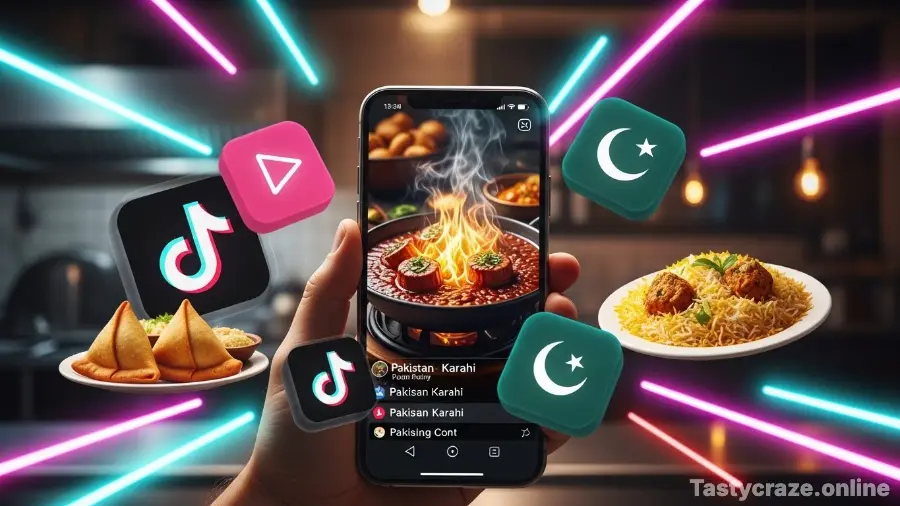 A smartphone showing a viral food video to illustrate how to market your food business on TikTok in Pakistan.