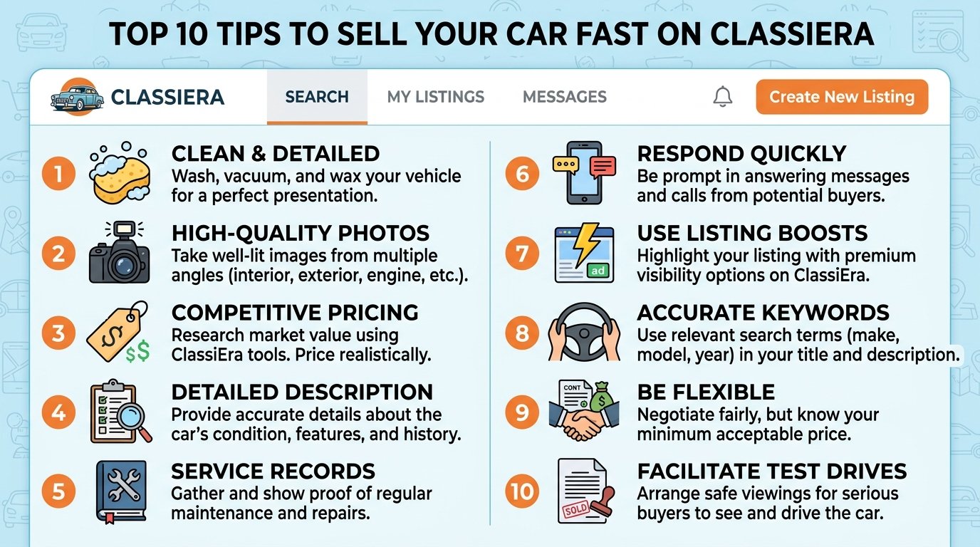 Top 10 Tips to Sell Your Car Fast on ClassiEra