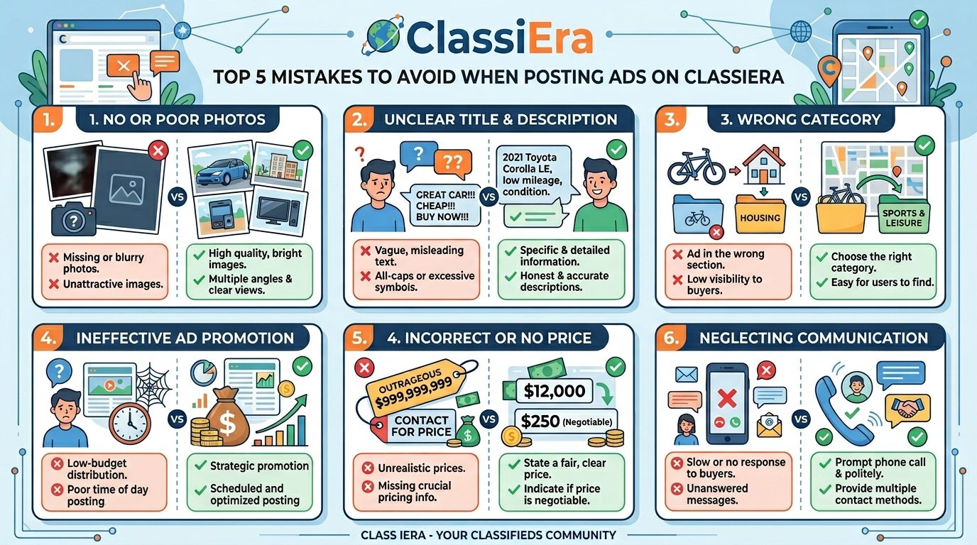 Top 5 Mistakes to Avoid When Posting Ads on ClassiEra